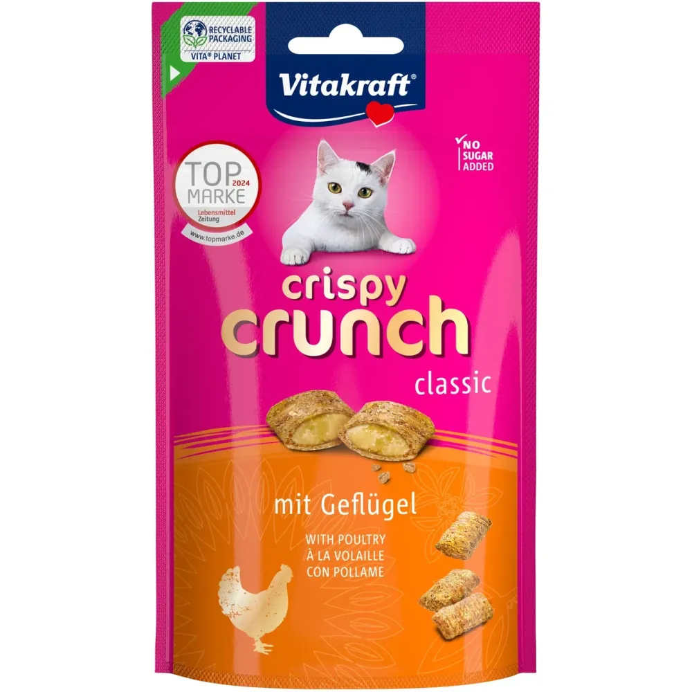 Хрустящие лакомства для кошек Витакрафт Vitakraft Crispy Crunch подушечки с кремовой начинкой с курицей, 60 г Винница - изображение 1