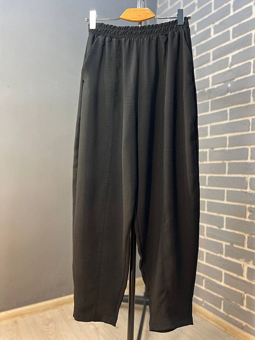 Брюки женские 0716 MOM шелковые с карманами черные, черный, XL Киев - изображение 12