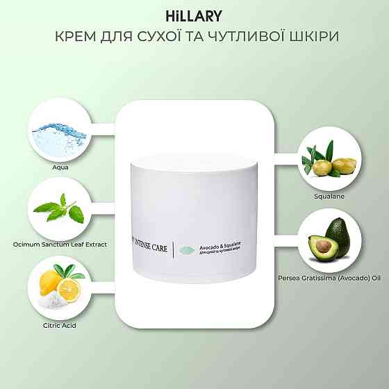 Крем для сухой и чувствительной кожи Hillary Corneotherapy Intense Сare Avocado & Squalane, 50 мл Киев