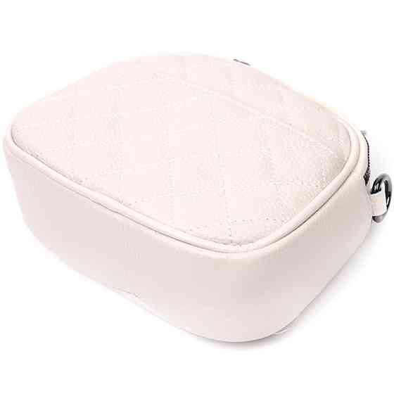 Женская стеганая сумка из мягкой натуральной кожи Vintage 22326 Белая Киев