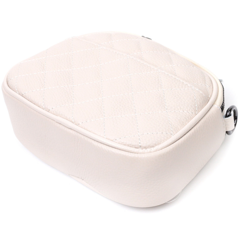 Женская стеганая сумка из мягкой натуральной кожи Vintage 22326 Белая Киев - изображение 5