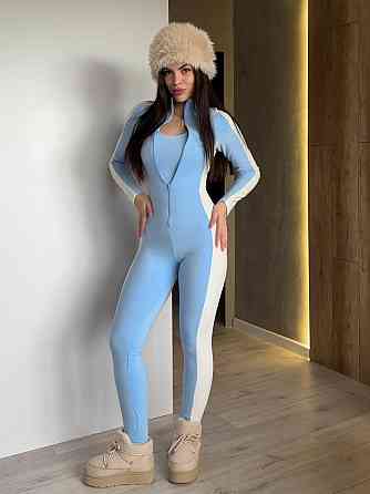 Жіночий теплий термо костюм: комбінезон і топ трикотаж пума Блакитний, 44/46 Одеса