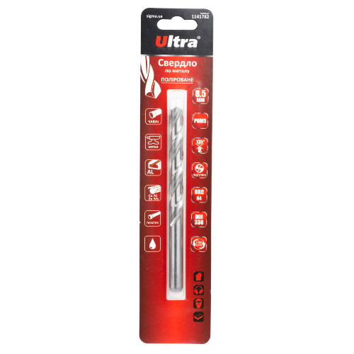 Свердло по металу d8,5мм P6M5 поліроване Ultra Житомир