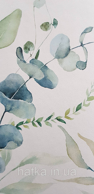 Шпалери флізелінові еко Rasch Kids World II 0.53х10 дитячі гілки листя акварель зелені блакитні на білому Київ - фото 3
