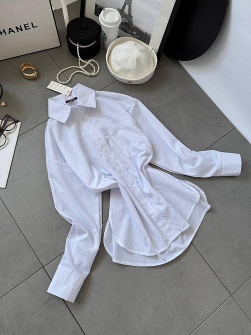 Женская базовая рубашка на пуговицах из хлопка Белый, 42/44 Одесса - изображение 5