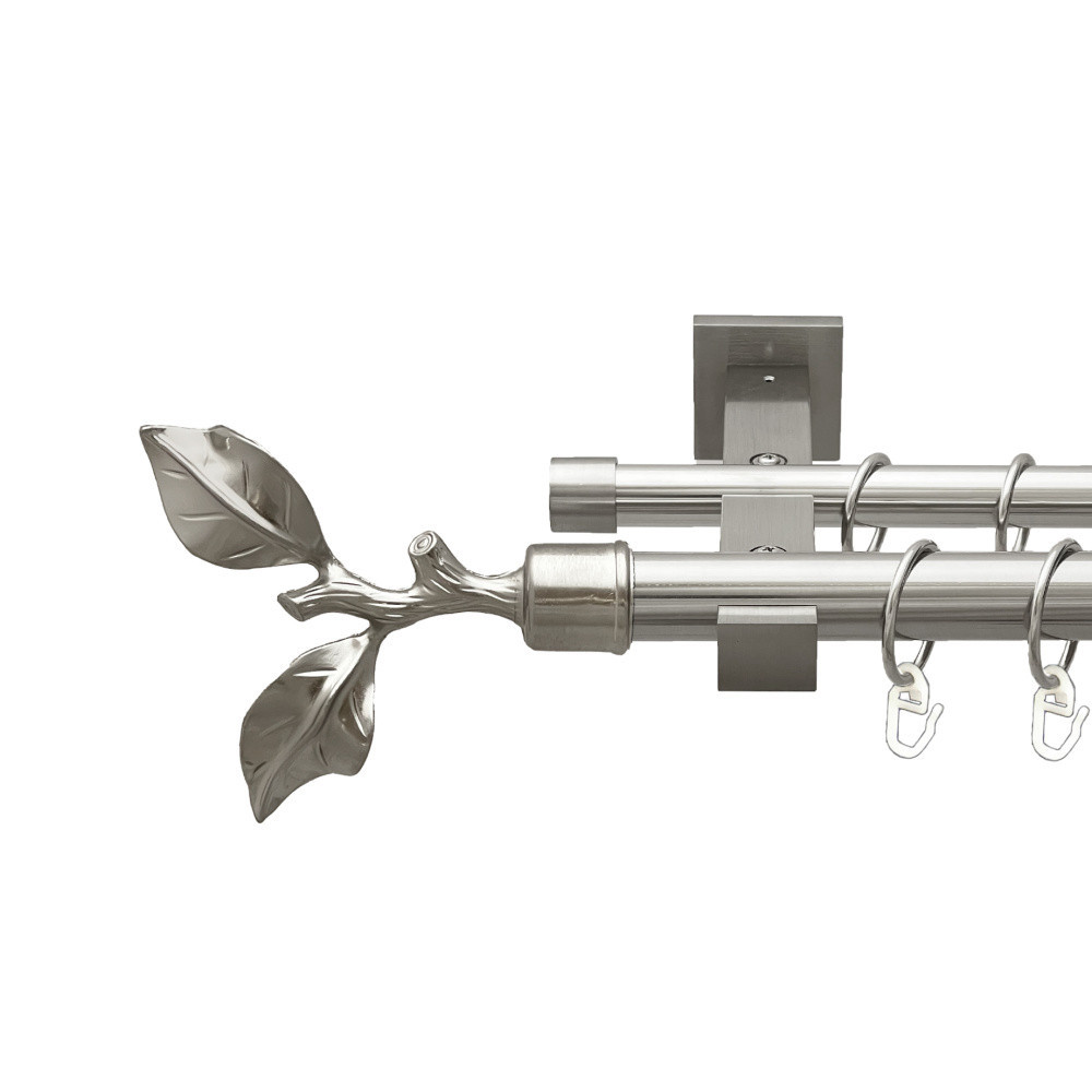 Карниз Orvit Листок Троянди металевий дворядний техно гладка труба кільце металеве Нержавіюча Сталь 25\19 мм 200 см (00-00026554) Львів - фото 1
