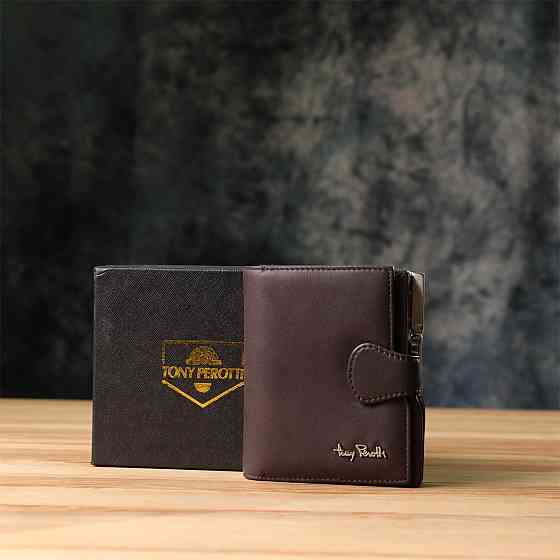 Вместительный женский вертикальный кошелек из натуральной кожи Tony Perotti 20841_1 (2656 moro) Коричневый Киев