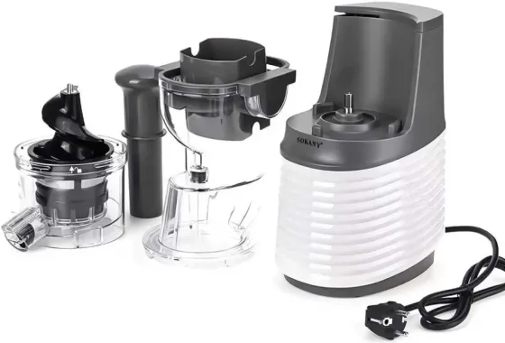 Соковитискач комбінований Sokany JE-32 300 Вт, 6-лопатеві леза, чаша, що не б'ється, захист від крапель Одеса