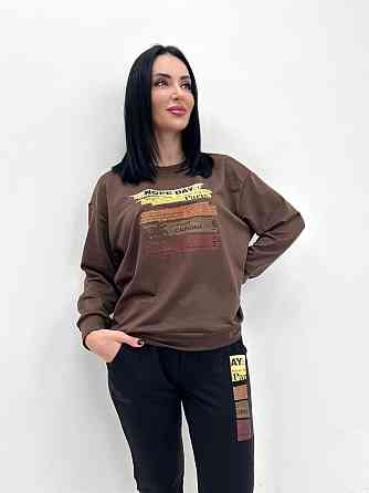 Трикотажный костюм с принтом Nopeday батал 54-56, Шоколадный+черный Киев