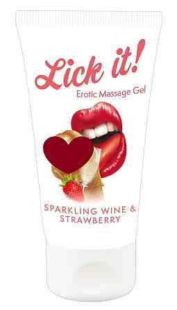 Масажний гель ІГРИСТЕ ВИНО І ПОЛУНИЦЯ Lick It (50 мл) Sex Aura Київ
