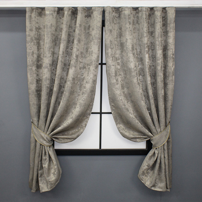 Комплект коротких штор VR-Textil Жакард Sultan XO № 1144ш Кавово-сірий 130х170 см 2 шт (35-0210) Київ - фото 1