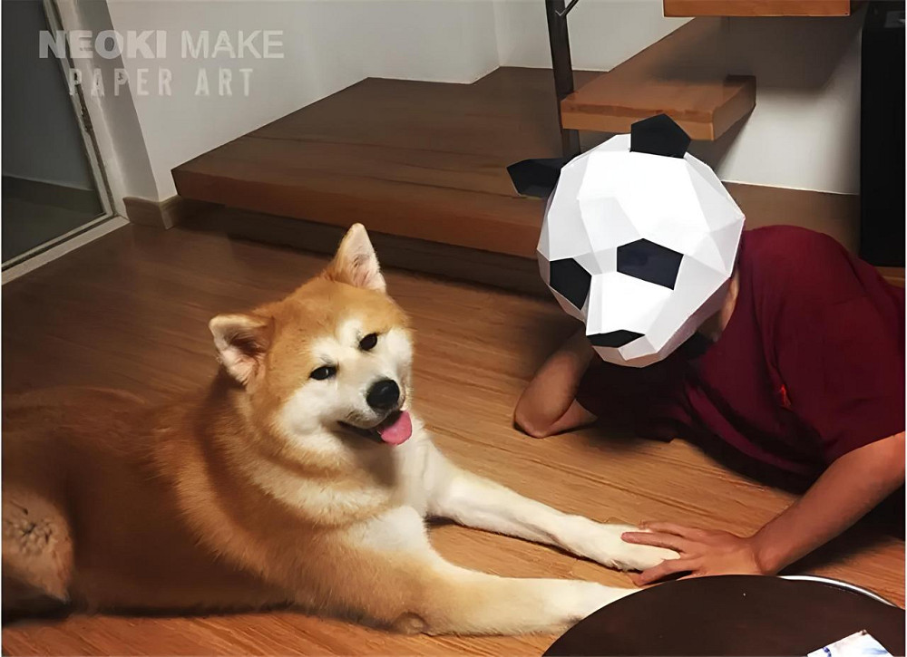 Маска панды RESTEQ из картона — 3D-маска для взрослых, бумажная панда для ручной сборки своими руками Киев - изображение 8