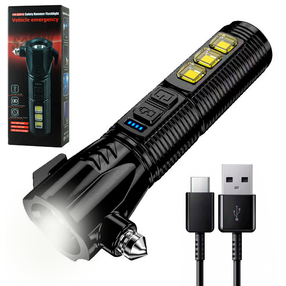 Автомобільний аварійний ліхтарик зі склобоєм та USB,COB-LED,22018 SBR Київ - фото 1