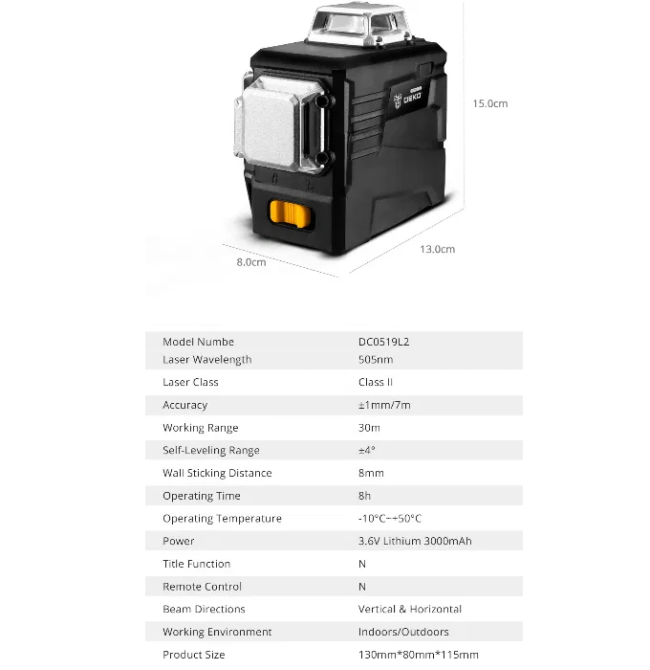 Лазерный уровень Deko 3D Бирюзовый луч 12 линий + штатив 1.02м Киев - изображение 4