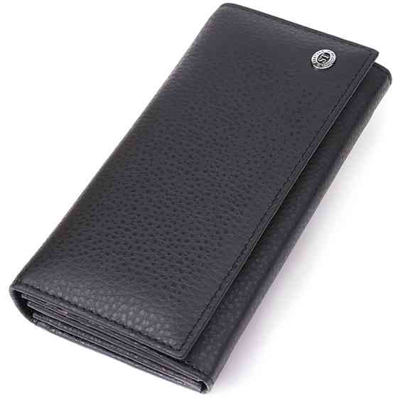 Жіночий вертикальний гаманець із натуральної шкіри ST Leather 23084 Чорний Київ