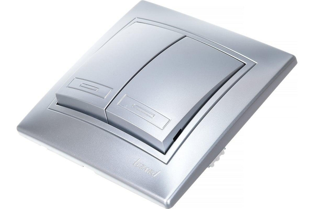 MIRA Вимикач подвійний метал сірий зі вставкою  Lezard Харків - фото 1