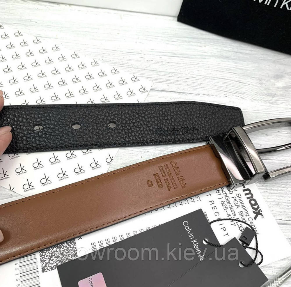 Двусторонний кожаный ремень в подарочной упаковке (454) черный/светло коричневый Киев - изображение 2