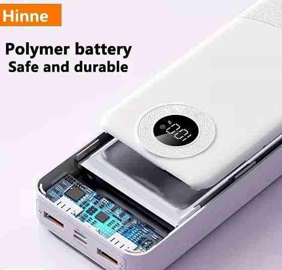 Павербанк Hinne 10000 mAh з вбудованими кабелями (PD 20W, LED дисплей) Харків