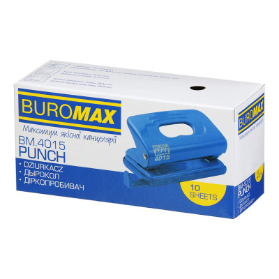Діркопробивач Buromax пластиковий, до 10 аркушів, 120 х 58 х 59 мм, синій (BM.4015-02) Вінниця - фото 7