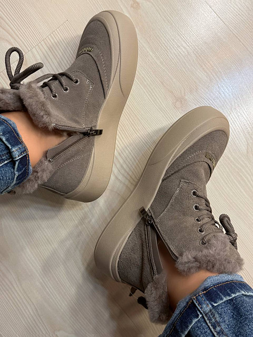 Черевики жіночі Hengji 677-3 замшеві високі кеди на хутрі бежеві, 36, 23 см Київ - фото 16