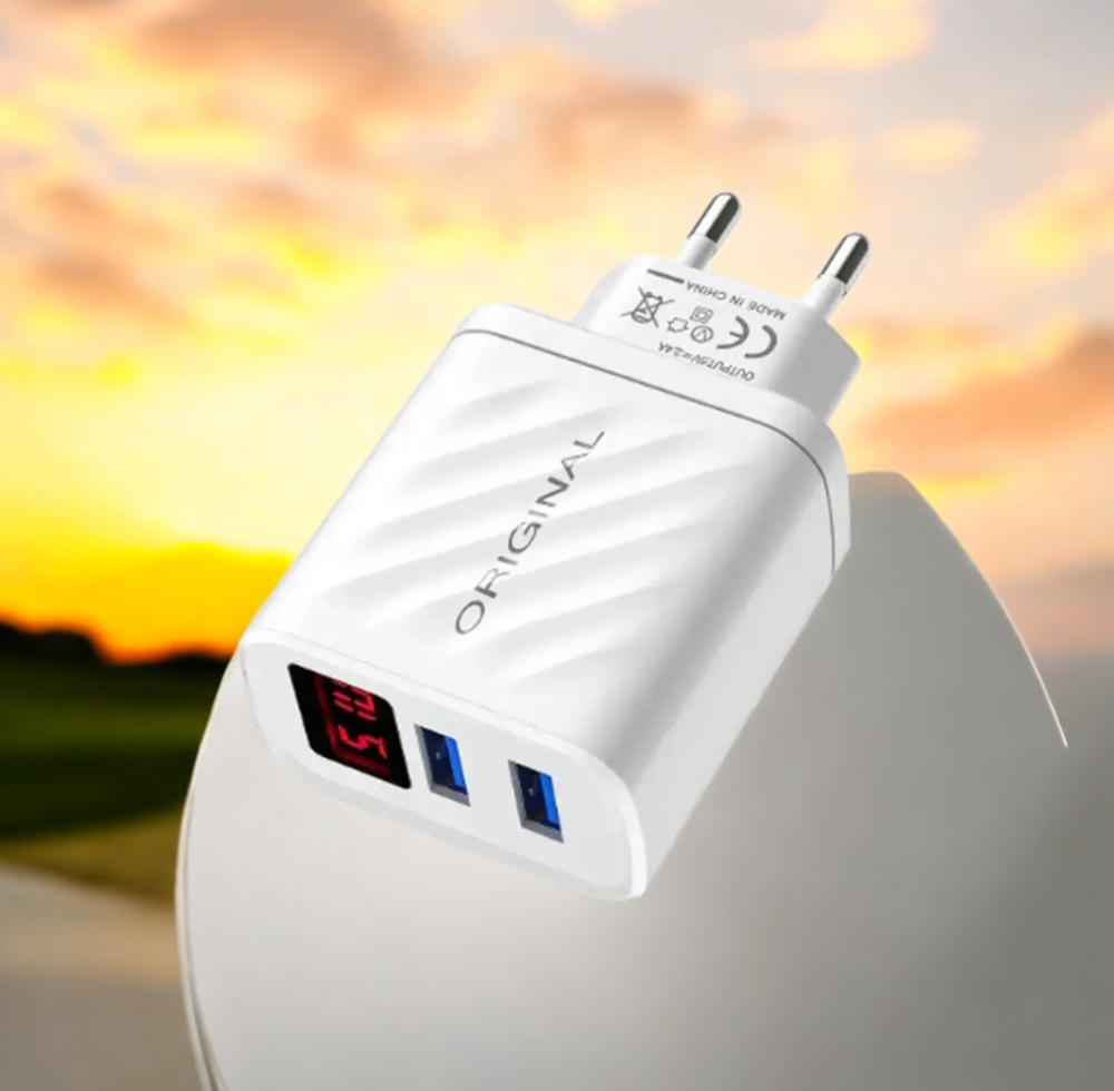 Зарядний пристрій AR-22 220В 2,4А з 2 USB-портами та LCD-дисплеєм, безпечна та швидка зарядка Одеса - фото 4