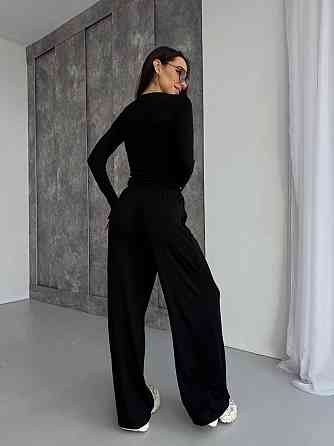 Женский стильный базовый костюм из мягкой эластичной ткани. Черный, 46/48 Одесса