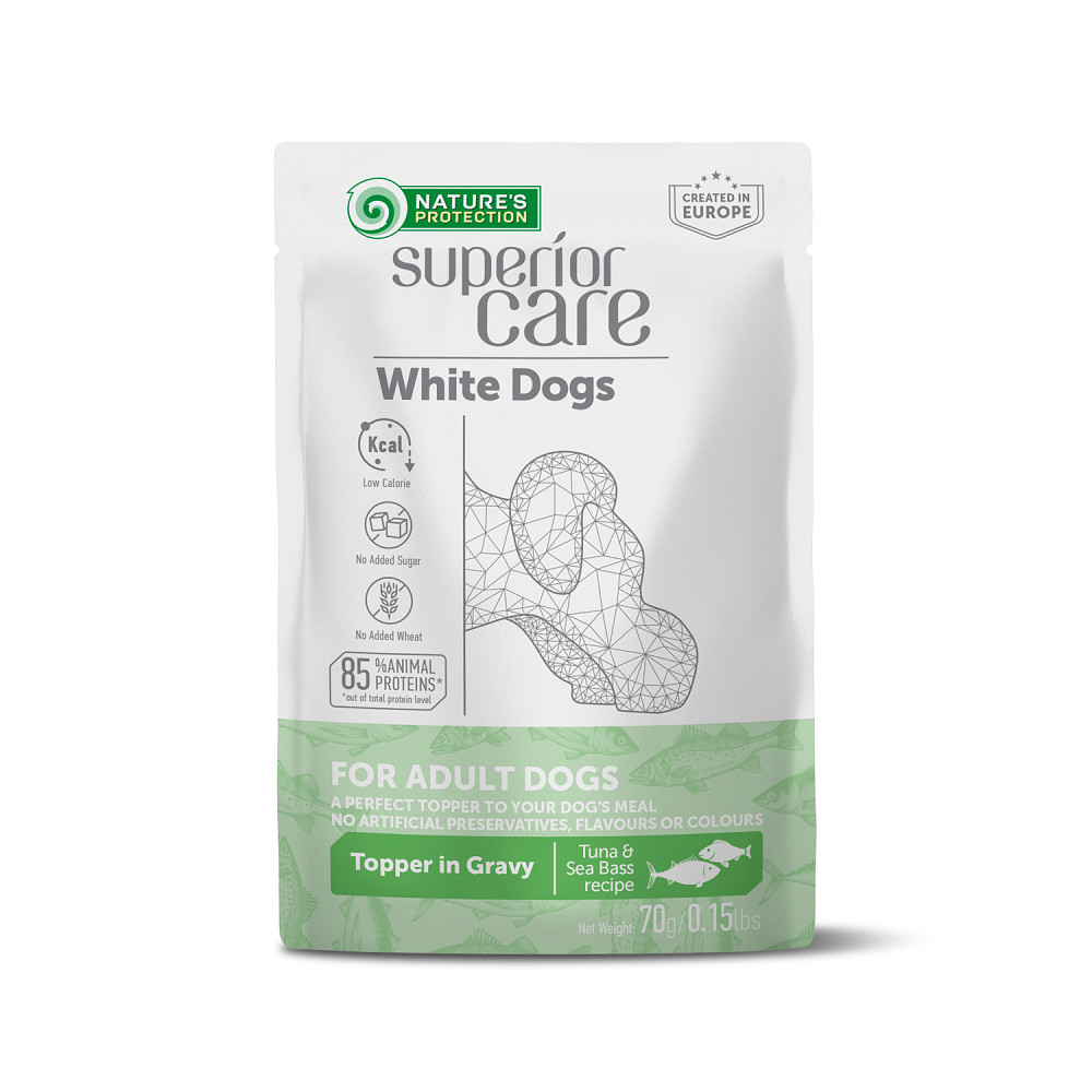 Nature's Protection Superior Care White Dogs Adult Tuna & Sea Bass Додатковий вологий корм для собак з білим забарвленням з тунцем і морським Киев - изображение 1