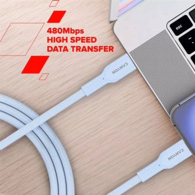 Дата кабель USB-C to USB-C 1.0m OnWire 60CL C-C 60W COLOR Braided 1m White Canyon (CND-CCAP60AB10W) Винница - изображение 7