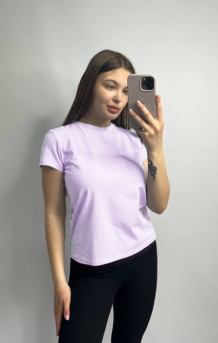 Базовая футболка женская удлиненная Лавандовый XXL Харьков - изображение 1