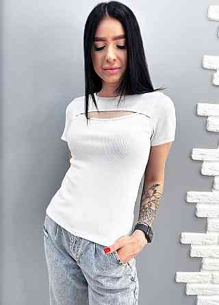 Футболка з вирізом "Bianka" оптом | Норма Білий, 46-48 Київ