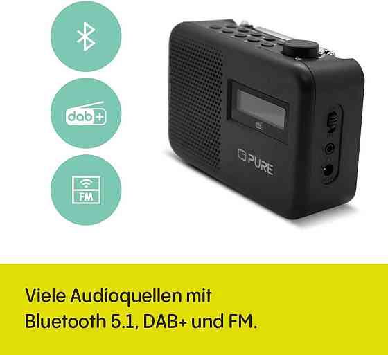 Радио портативное Pure DAB+/FM с Bluetooth, LCD-дисплеем, питание от сети или батареек, радиоприемник с часами Киев