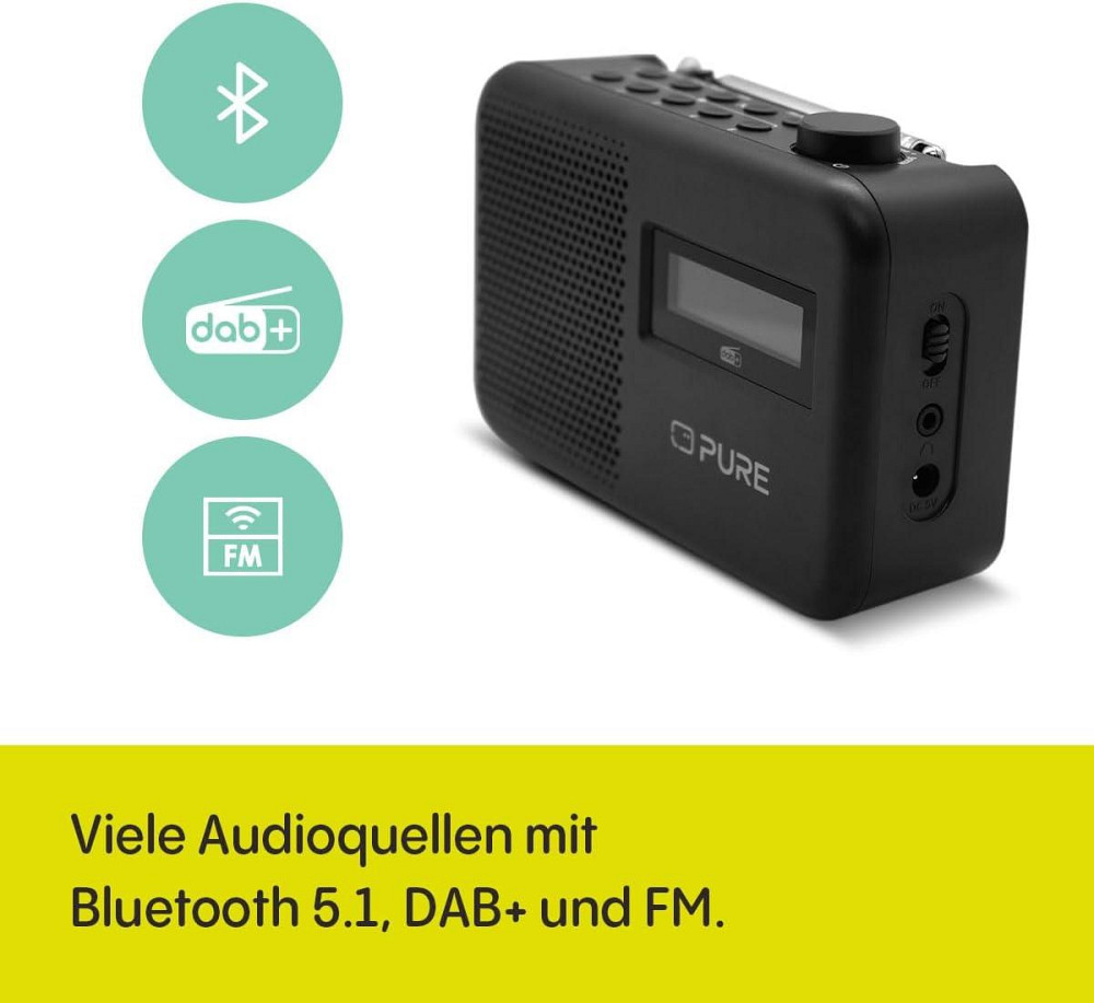 Радио портативное Pure DAB+/FM с Bluetooth, LCD-дисплеем, питание от сети или батареек, радиоприемник с часами Киев - изображение 3