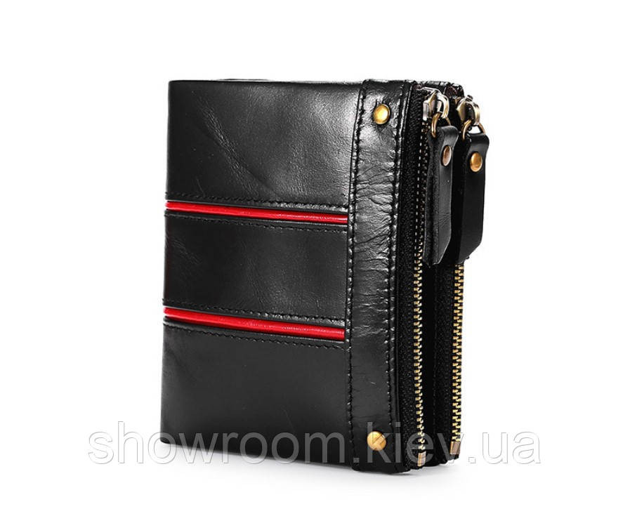 Чоловіче шкіряне портмоне на кнопці Leather Collection (2766) Київ - фото 7