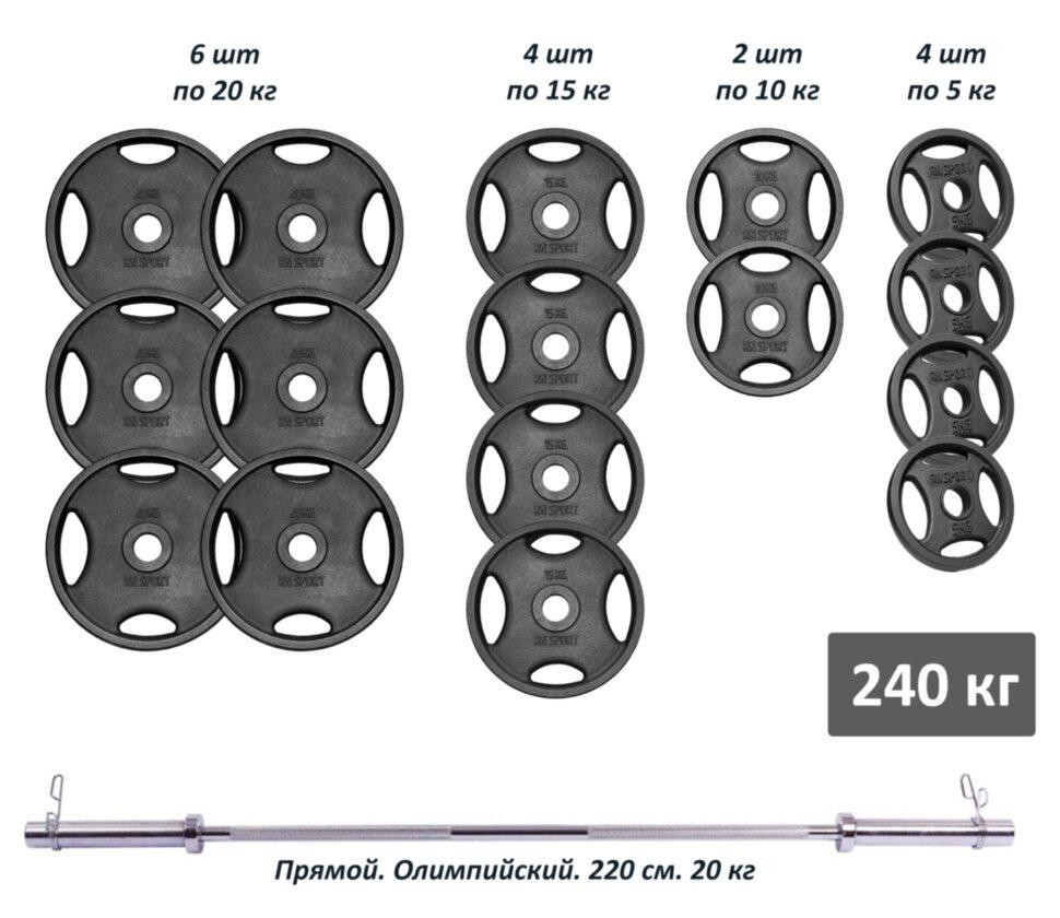 Штанга олимпийская чугунная на 240 кг Гантели, гири, штанги и диски наборная Киев - изображение 1