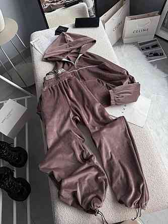 Женский утепленный велюровый костюм двойка на меху Мокко, 48/52 Одесса