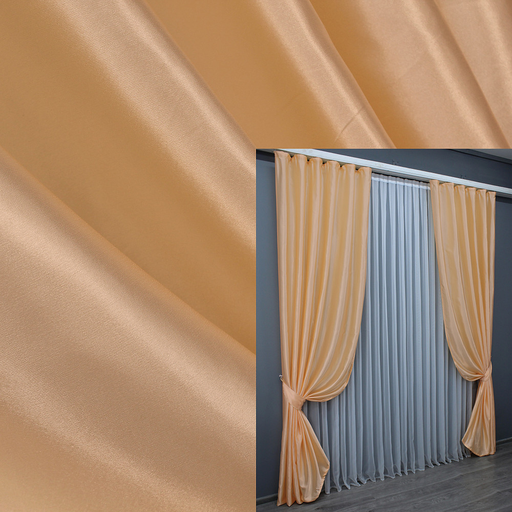 Комплект готовых штор VR-Textil Атлас № 797ш Персиковый 150х270 см 2 шт (30-576) Киев - изображение 1