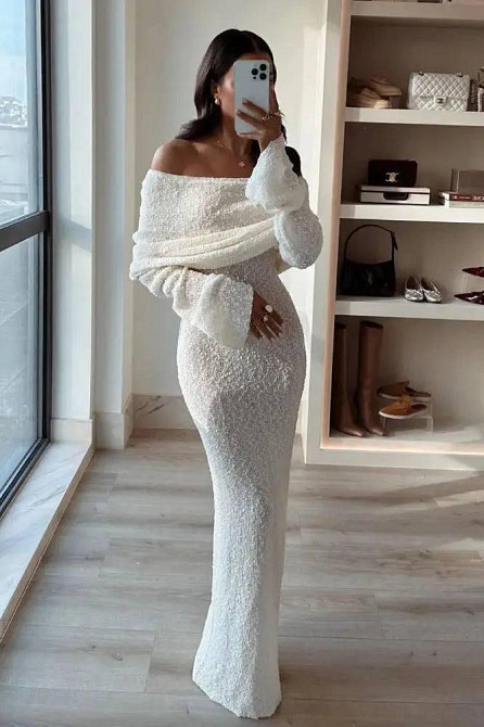 Женское элегантное нежное платье из нежного трикотажа букле Одесса - изображение 1