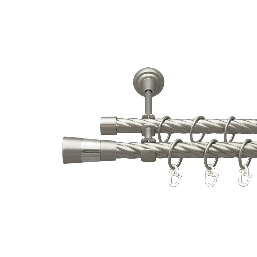 Карниз Orvit Валео металевий дворядний відкритий скручена труба кільце металеве Сатин 19\19 мм 240 см (00-00023196) Львів - фото 1