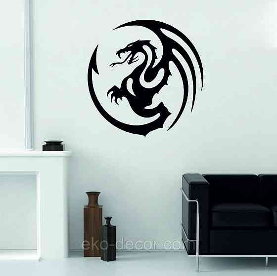 Декоративное настенное Панно «Дракон» Декор на стену 90*90 см, Черный Киев