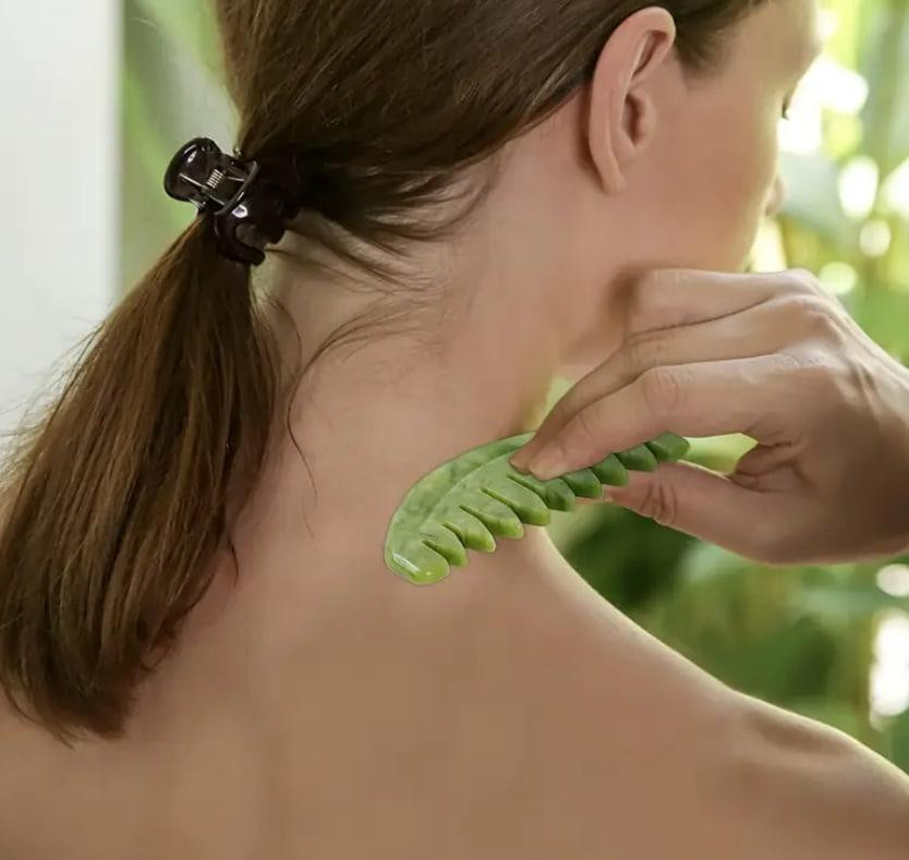 Гребень Гуаша из натурального нефрита, инструмент для массажа головы, волос и лица. Киев - изображение 2