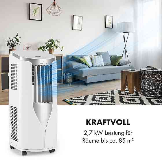 Новый мобильный кондиционер Breeze 9 4-в-1 9 000 BTU / 2,6 кВт EEK A Напольные ролики Функция таймера Белый / Ровно