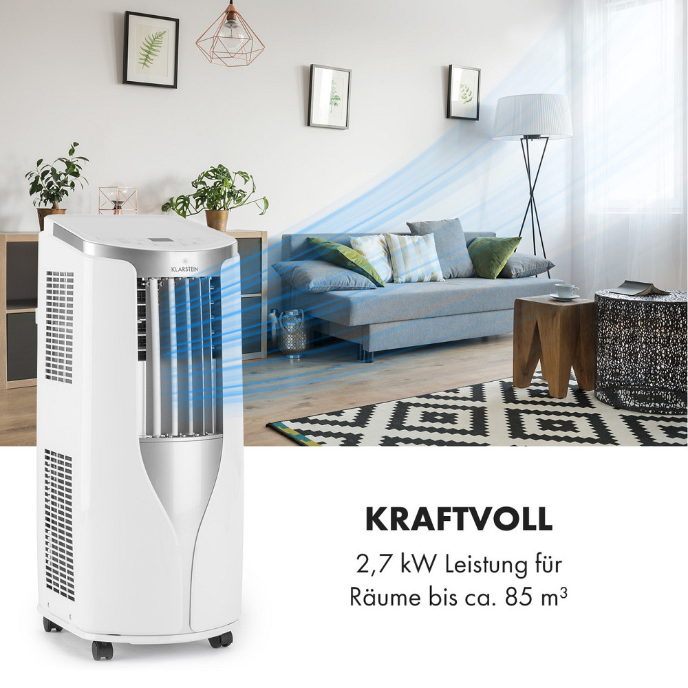 Новый мобильный кондиционер Breeze 9 4-в-1 9 000 BTU / 2,6 кВт EEK A Напольные ролики Функция таймера Белый / Ровно - изображение 3