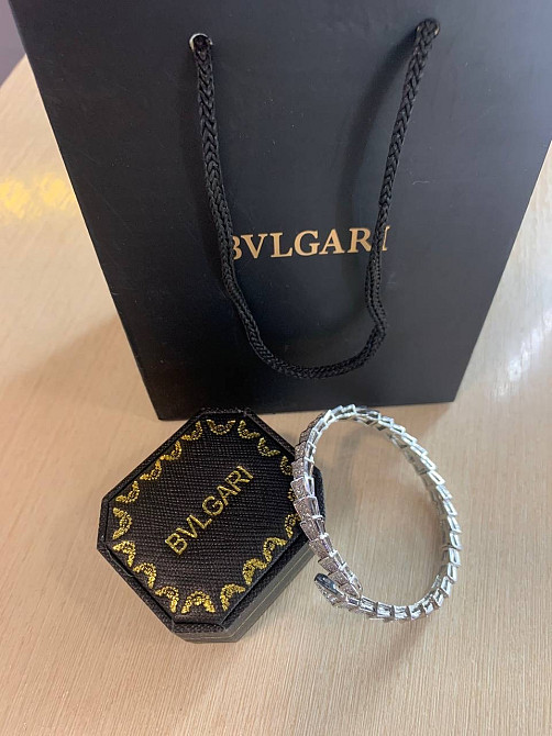 Комплект BVLGARI змія/ браслет і кільце/ циркони посріблення Одеса - фото 7