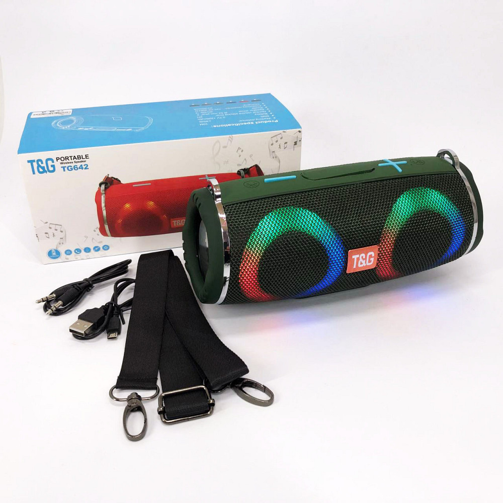 Bluetooth колонка з динамічним підсвічуванням TG642, Бездротова портативна колонка з ремінцем KL-95 Львів - фото 14