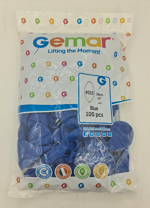 Повітряні кульки пастель синій 10" (25 см) Gemar 100 шт (1 пач.) Харків - фото 3