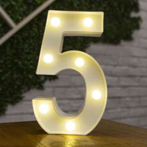 Объемная цифра 5 Led декоративная маленькая 21 на 13 см белый Киев