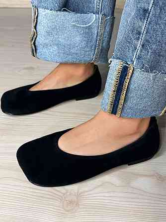 Балетки жіночі Zemira 23-0582 замшеві квадратний носок чорні, 37, 24 см Київ