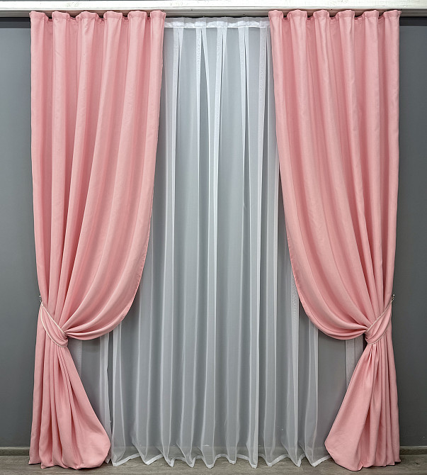 Комплект готових штор VR-Textil Жакард Ібіца № 1732ш Рожевий 150х285 см 2 шт (33-0708) Київ - фото 2