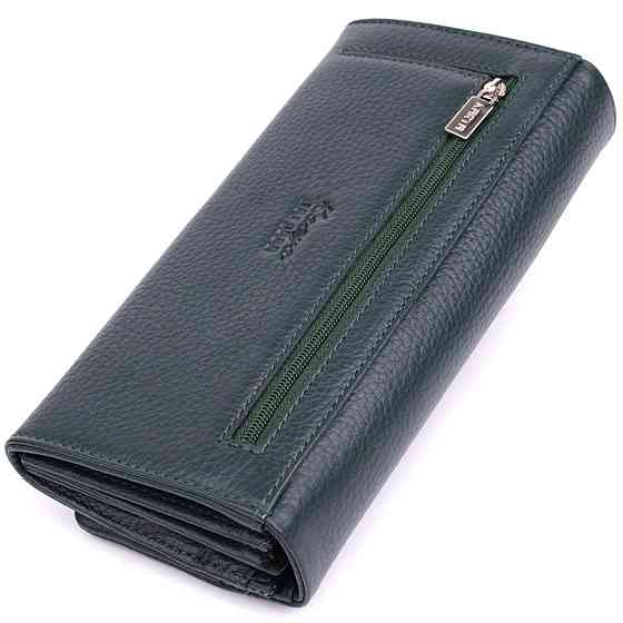 Горизонтальний жіночий гаманець з натуральної шкіри KARYA 22852 Зелений Київ