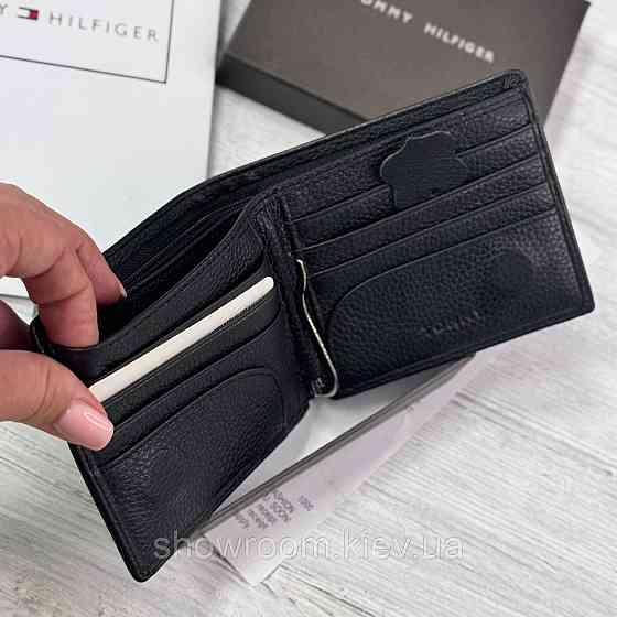 Мужской брендовый кожаный кошелек на магните TH (6607) Киев